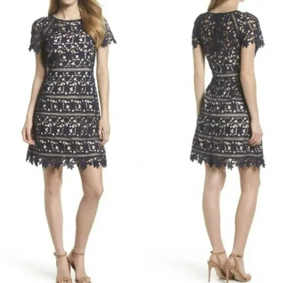 Eliza J | Dresses | Nwot Eliza J Navy Crochet Overlay Dress Size 2 |  Poshmark